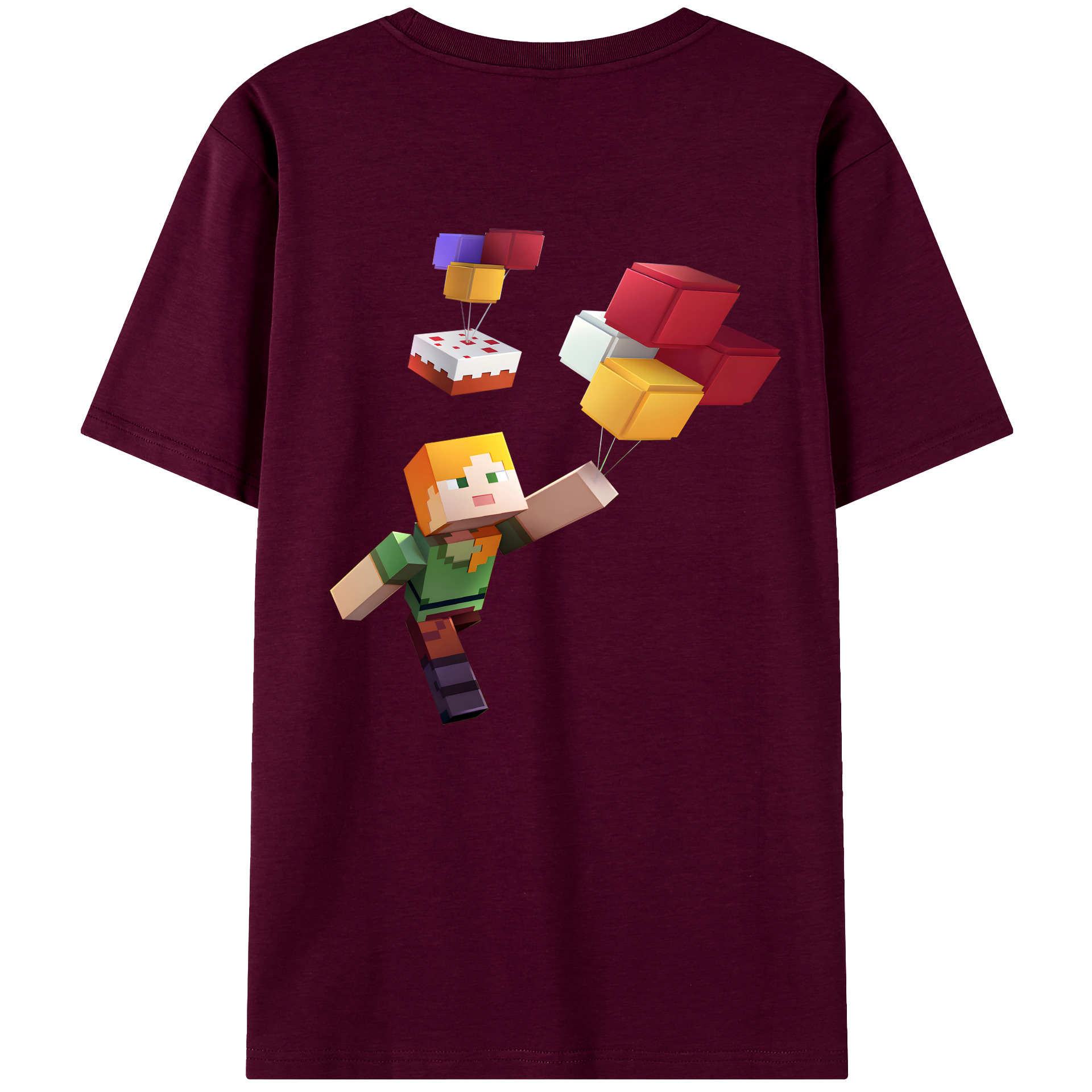 （画像用） マインクラフト ブロックの世界 Minecraft MC Block world レディース半袖Tシャツ(バックプリント)